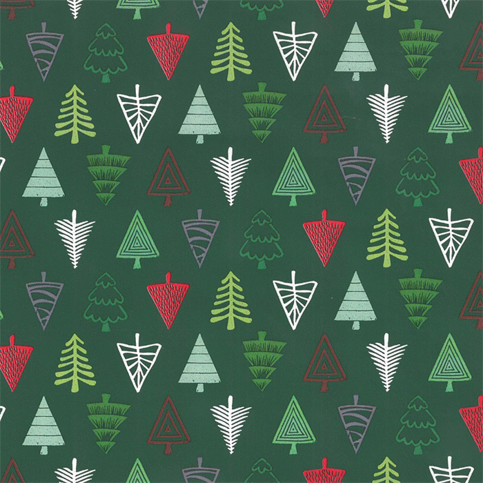 Groen Kerstpapier met Kerstbomen - Kadopapier.net