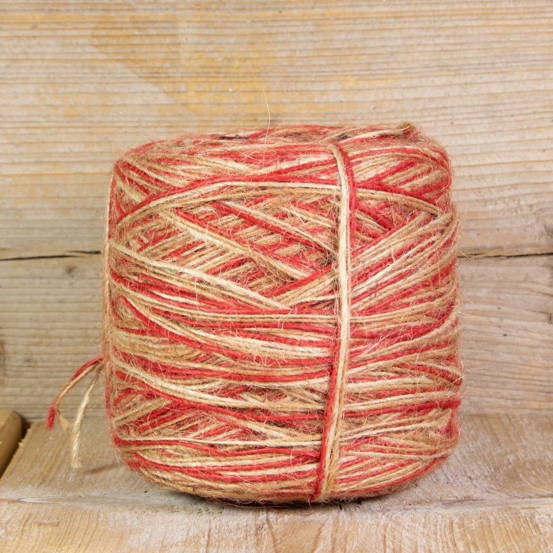 Jute touw tricolor Rood - Kadopapier.net