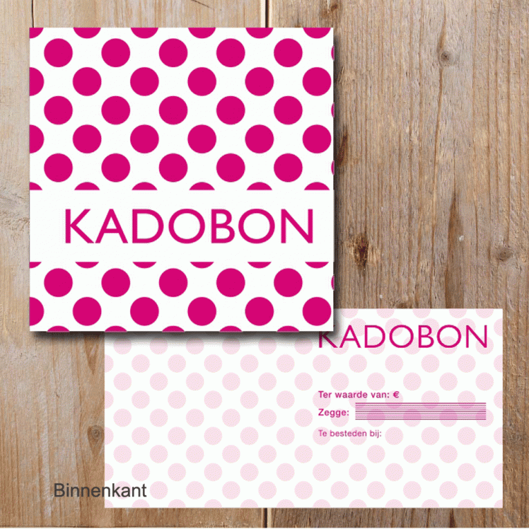 Kadobon met Fuchsia Stip - Kadopapier.net