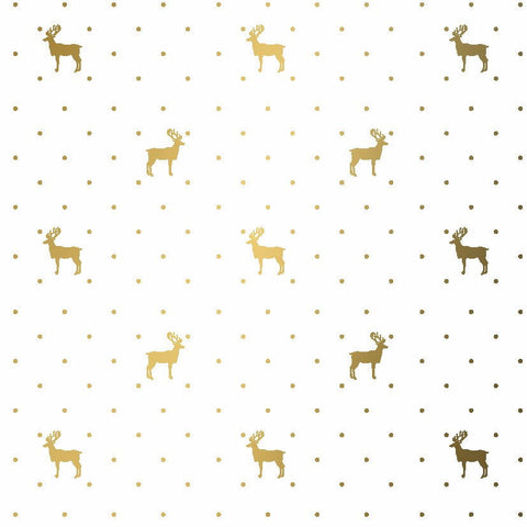 Kerstpapier Reindeer du Monde Wit - Kadopapier.net