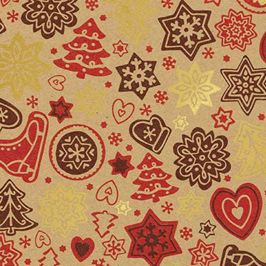 Kerstpapier van bruine kraft - Kadopapier.net