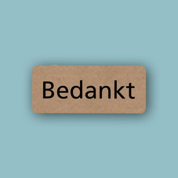 Kraft Wensetiket Bedankt rechthoek - Kadopapier.net