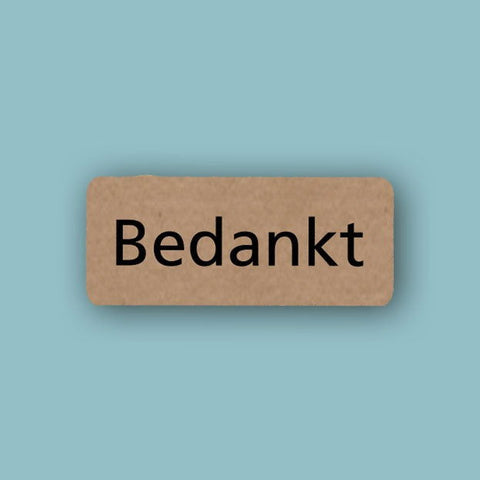 Kraft Wensetiket Bedankt rechthoek - Kadopapier.net