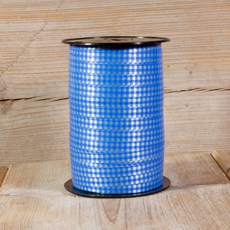 Krullint met Ruitjes Blauw - Kadopapier.net