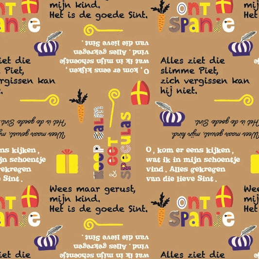 Sint Inpakpapier Multicolor Liedjes Kraft - 50 cm Breed, 200 Meter