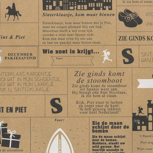 Sintpapier Kraft met Liedjesteksten - Kadopapier.net