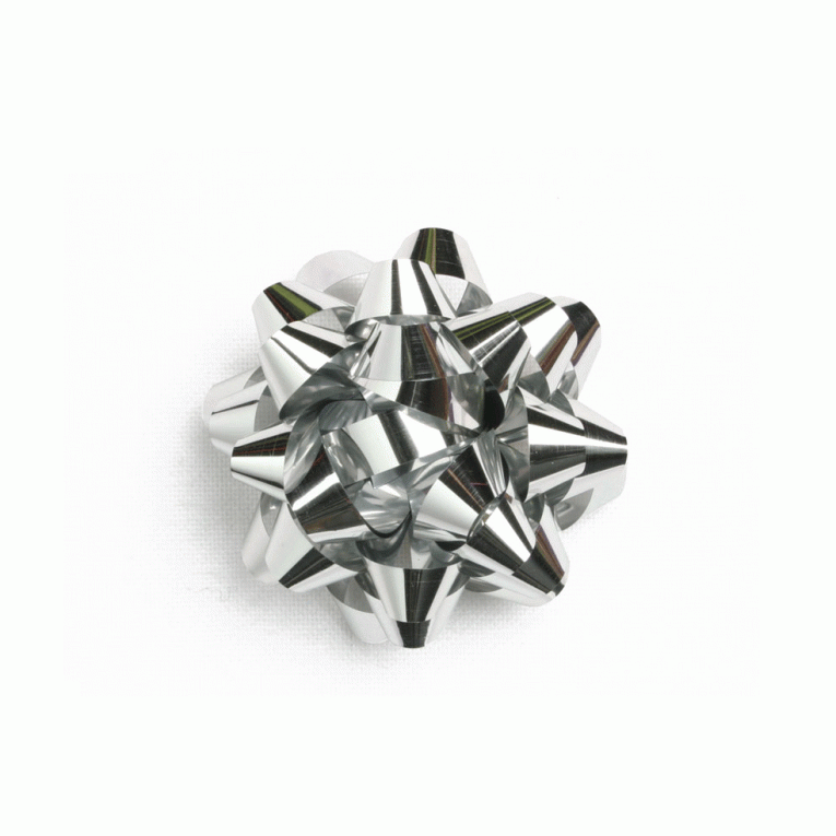 Starbow metallic Zilver 30mm. - Kadopapier.net