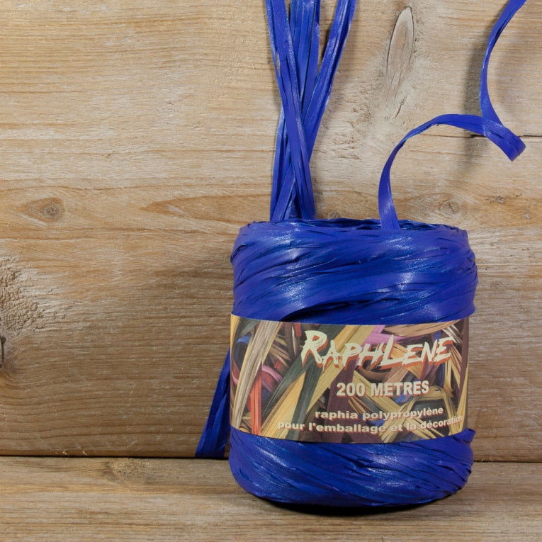 Synthetische raffia Kobalt blauw - Kadopapier.net