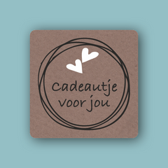 Vierkant Kraft etiket Cadeautje voor jou - Kadopapier.net